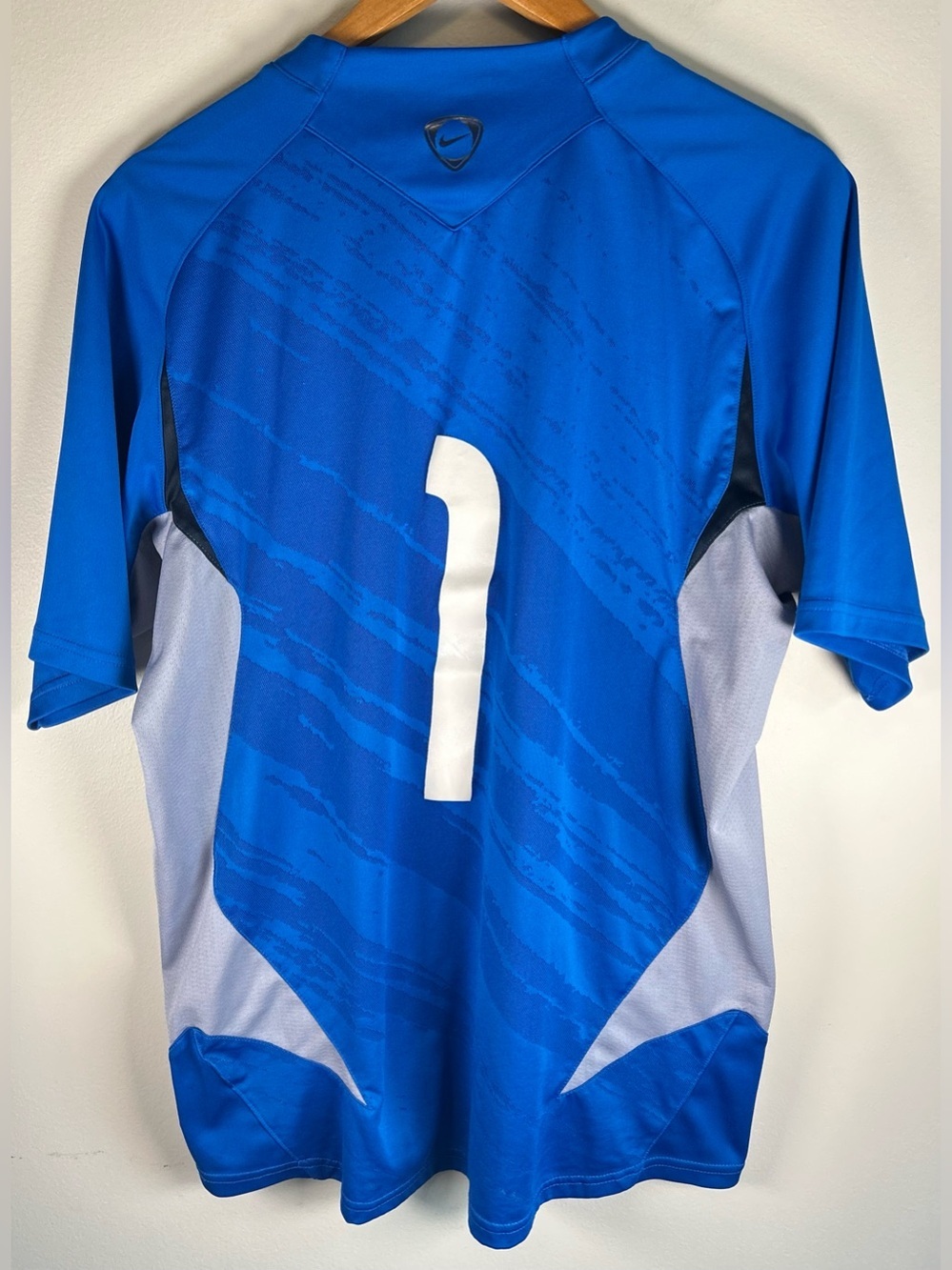 Nike Total 90 Men’s Futbol Shirt Soccer Jersey Size L Y2K Goal Keeper #1 Blue